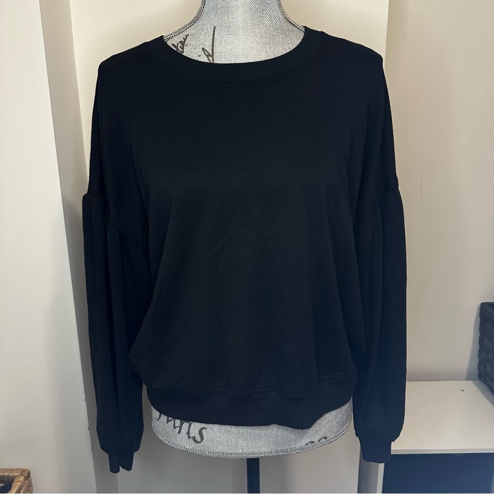 UGG Brook Balloon Sleeve Crewneck Sweater in Black BNWT S - Picture 3 of 11